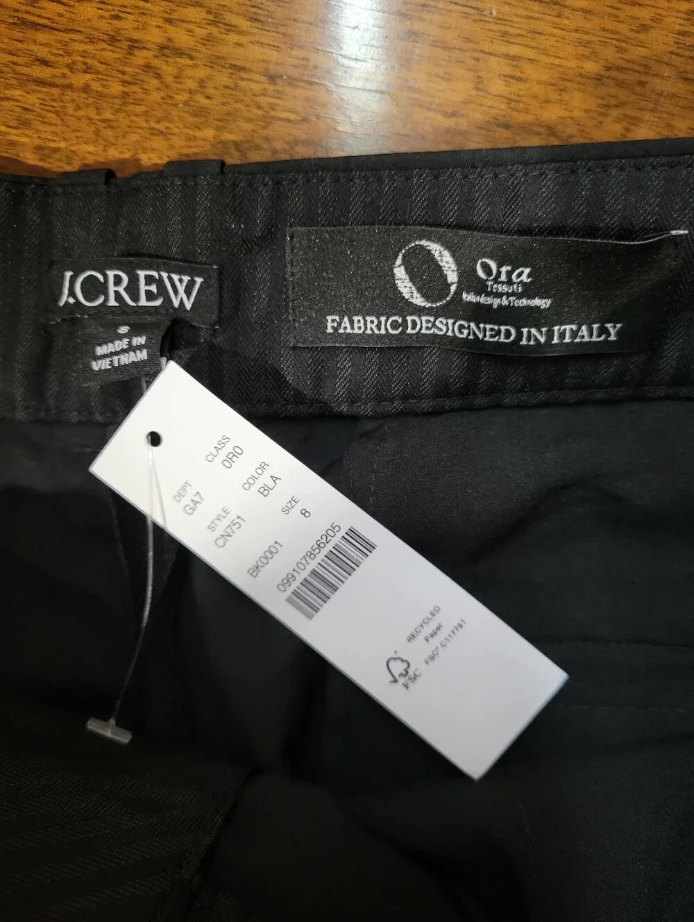 J Crew Slim-fit trouser in sateen CN751 Size 8 NWT  Black $198 Retail